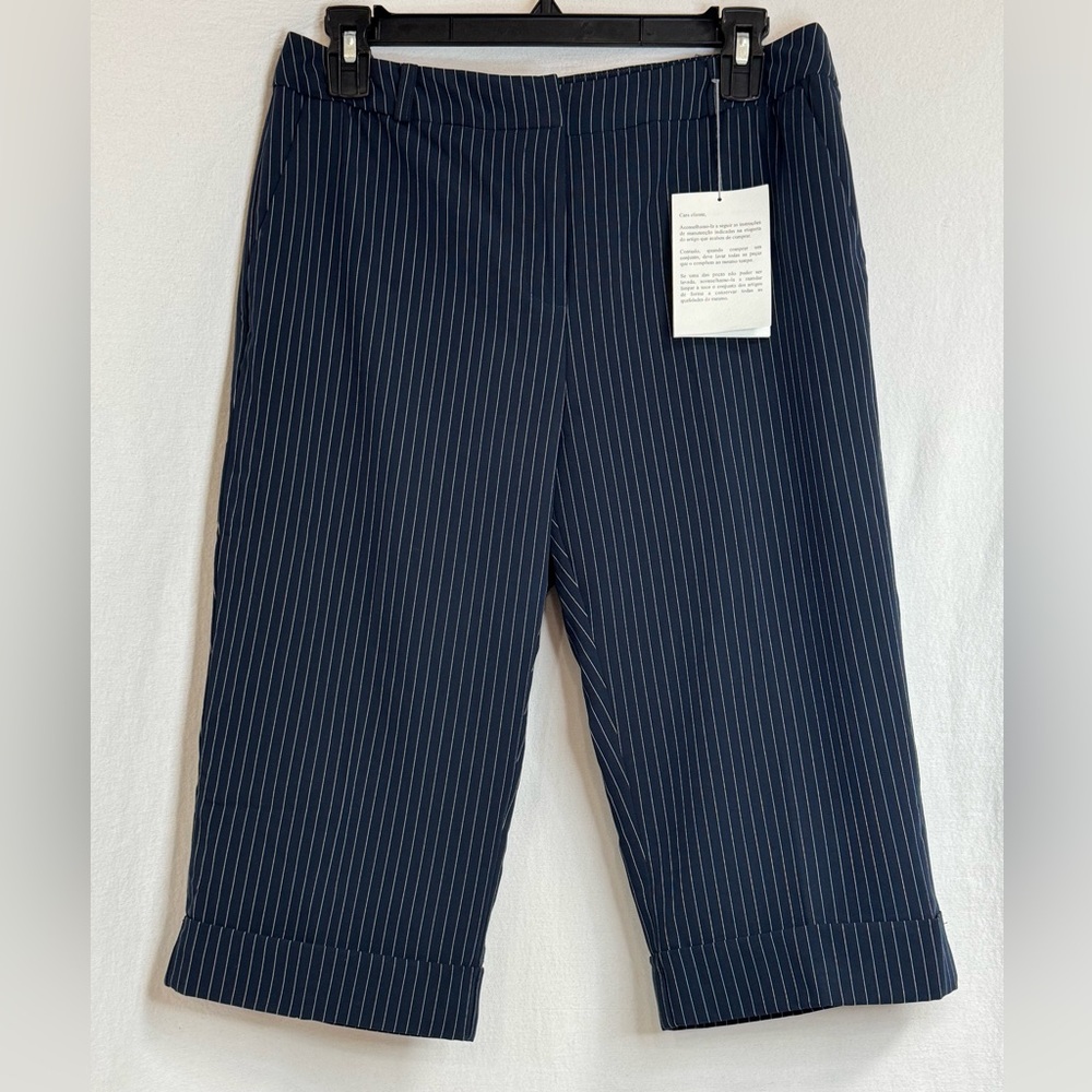 Navy Pinstripe Crop Capri Pants Size 8